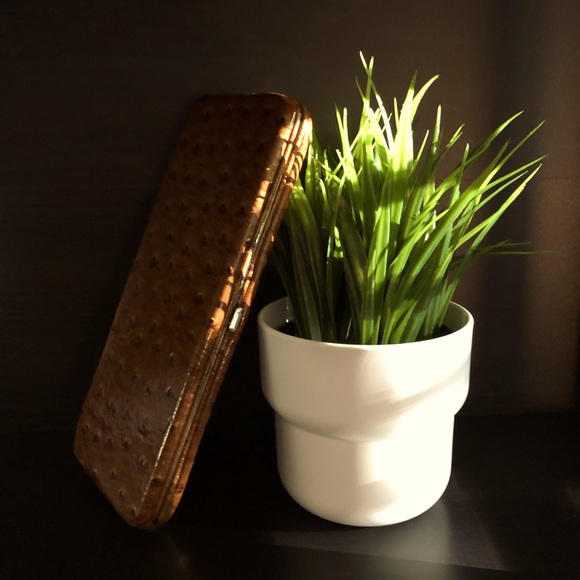 Cognac Brown Textured Clutch - Picture 2 of 7